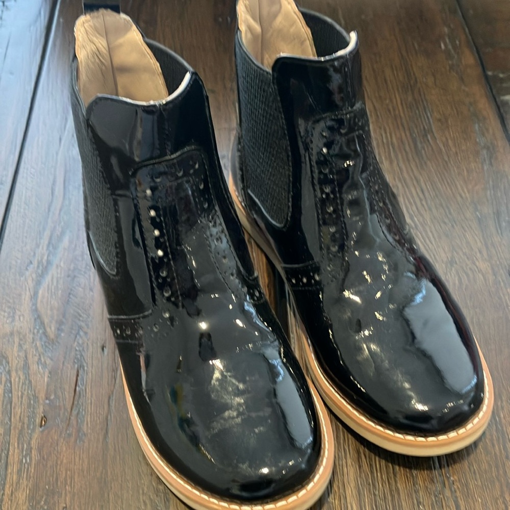 Black Patent Leather Ankle Boots